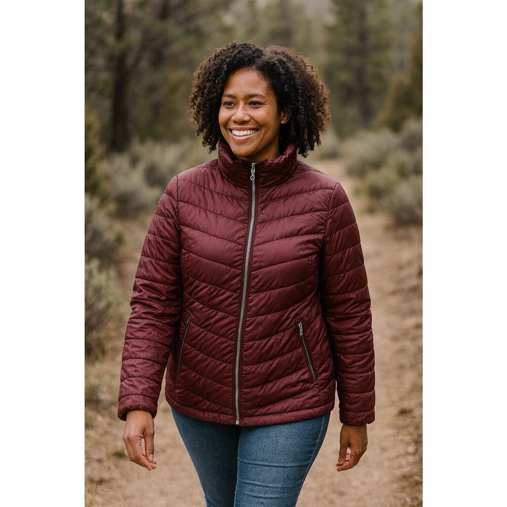 GAP Burgundy Quilted Puffer Jacket M Gorpcore Minimalist Travel Packable vintage